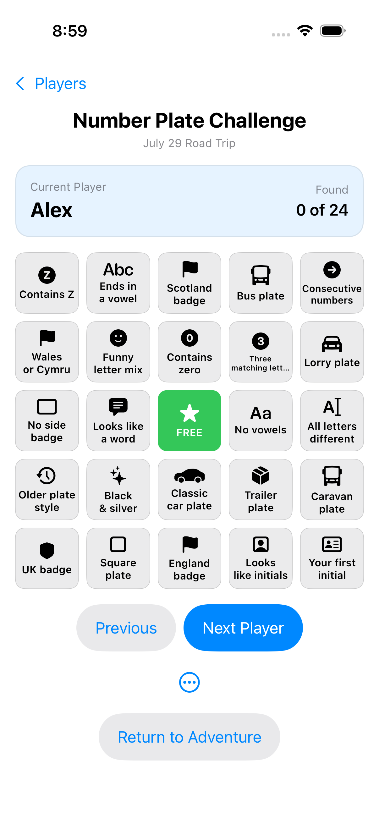 Great Britain Number Plate Challenge showing number plate patterns to spot